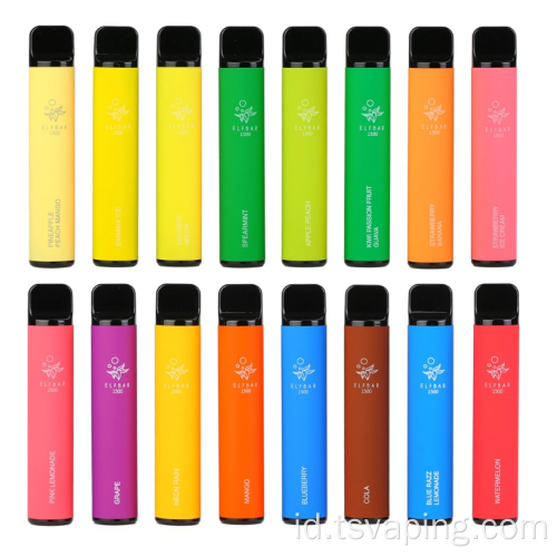 Elf vapepen sekali pakai 2% 1500 puff bar 500mAh